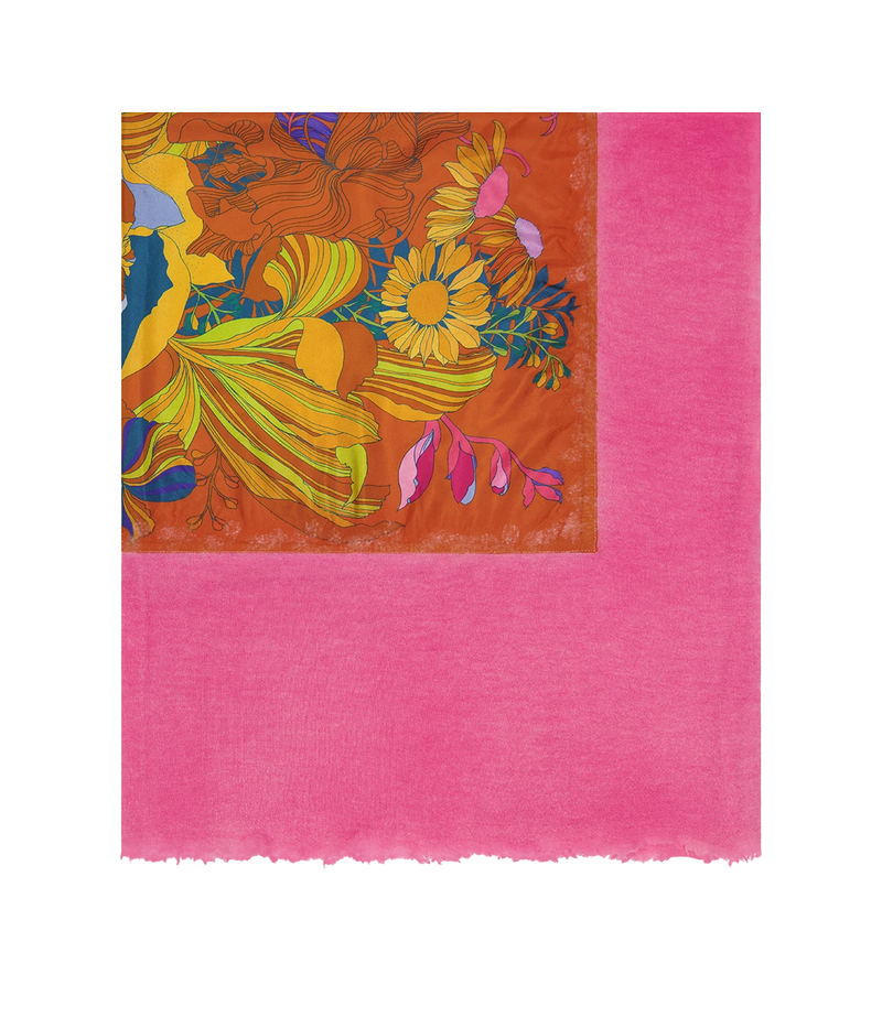 Lily Print Foulard Scarf In Rose