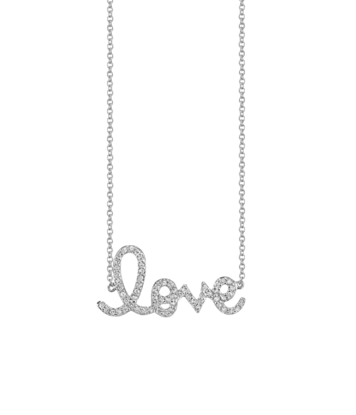 Love Script Necklace in White Gold