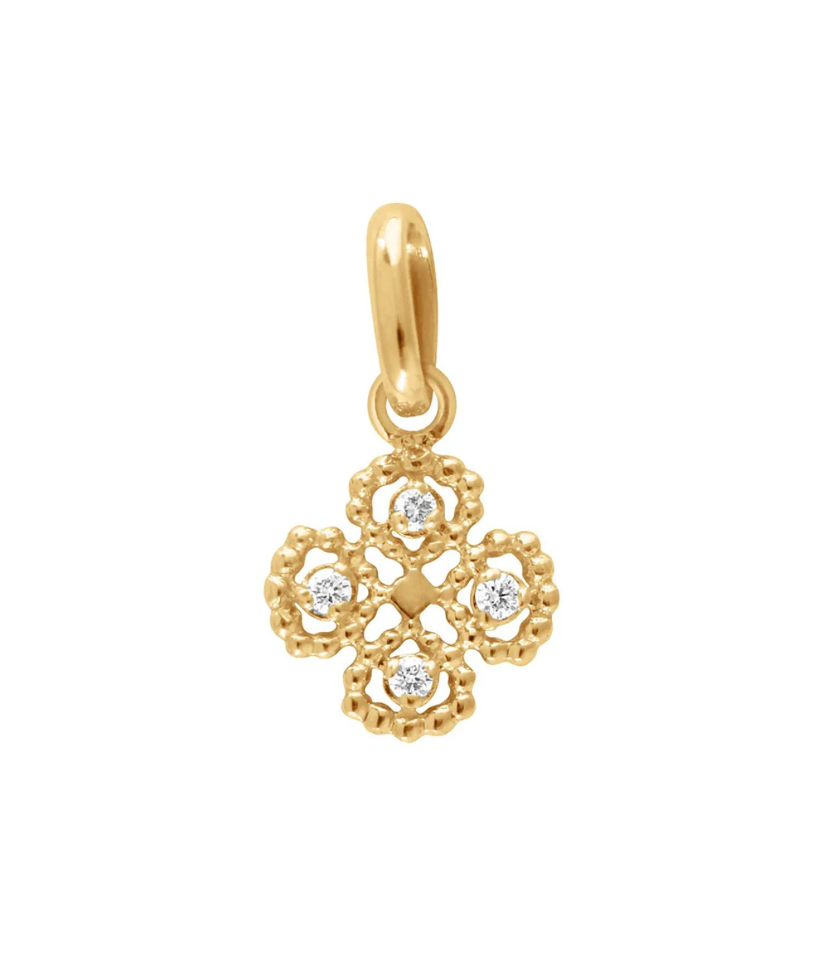 Lucky Clover Pendant Yellow Gold Diamond