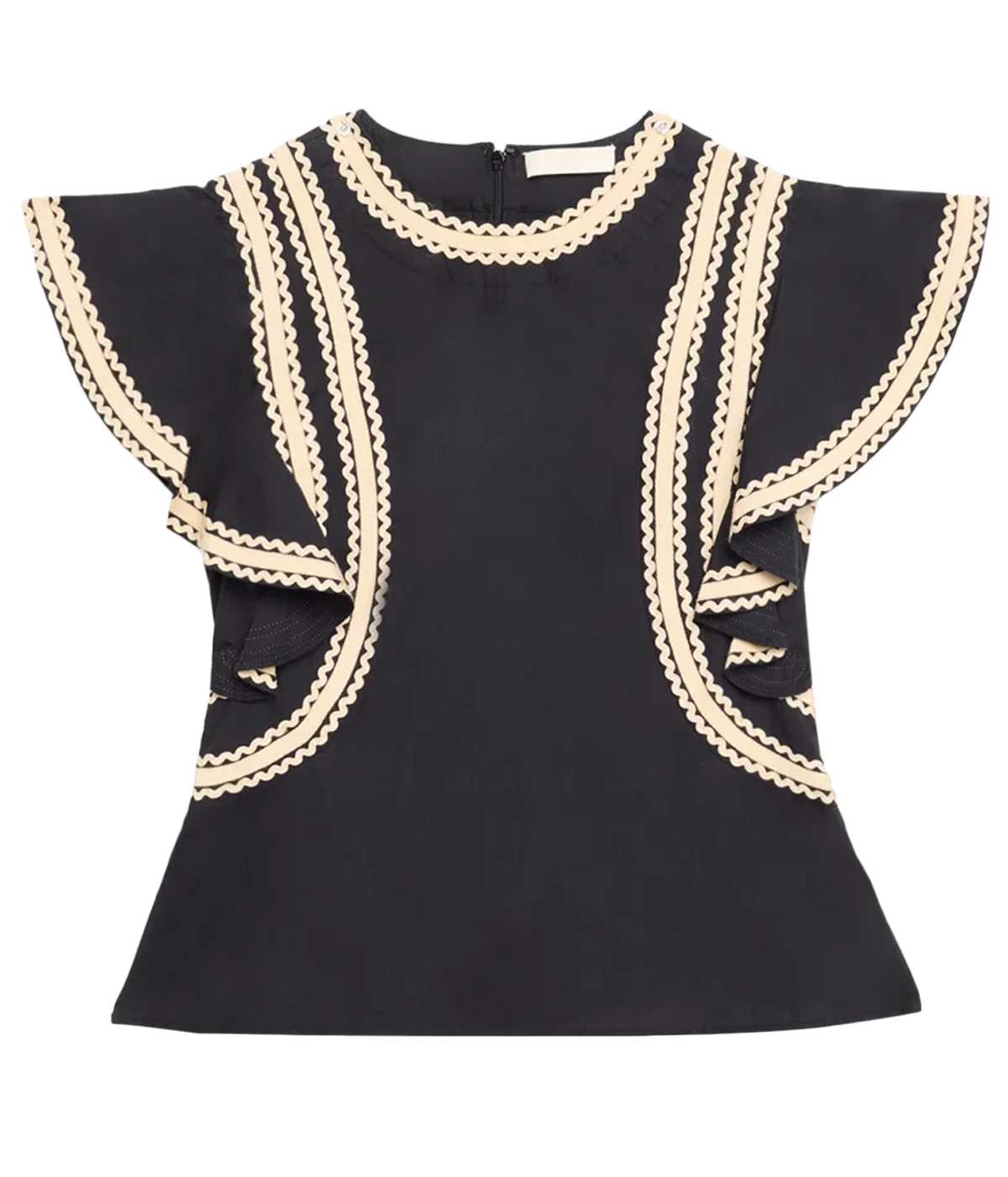 Anora Flutter Sleeve Top in Noir