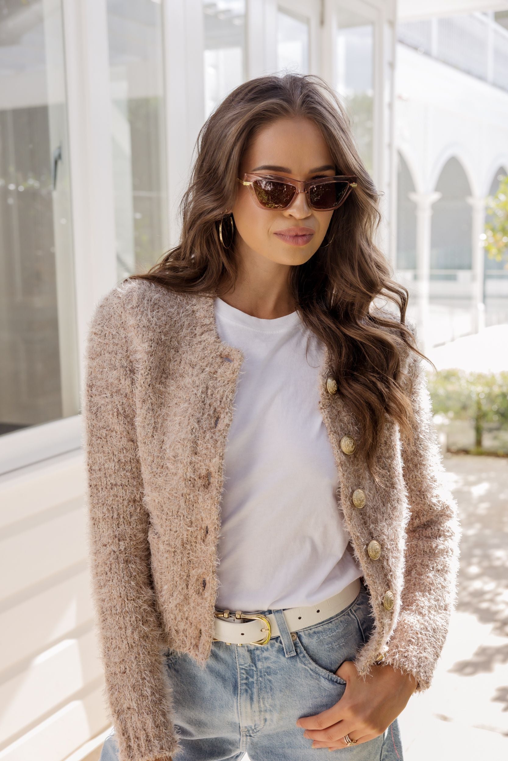 Una Knit Cardigan in Dusty Pink