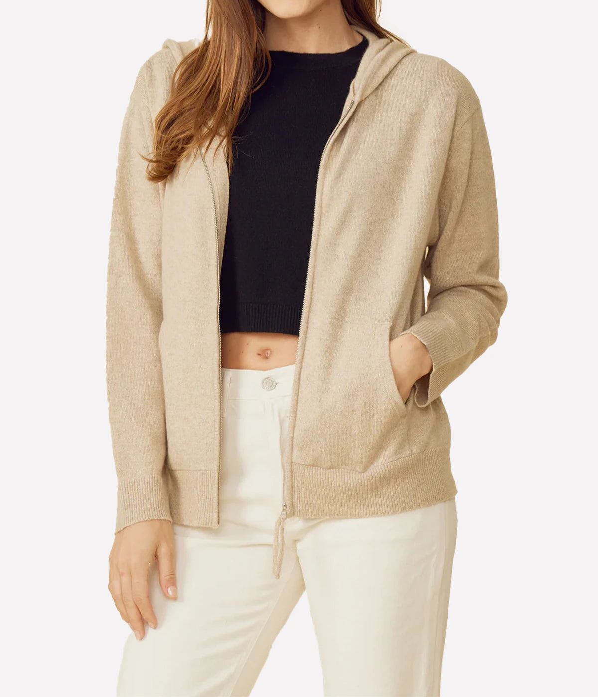 Colorado Cashmere Hoodie Knitwear In Oatmeal