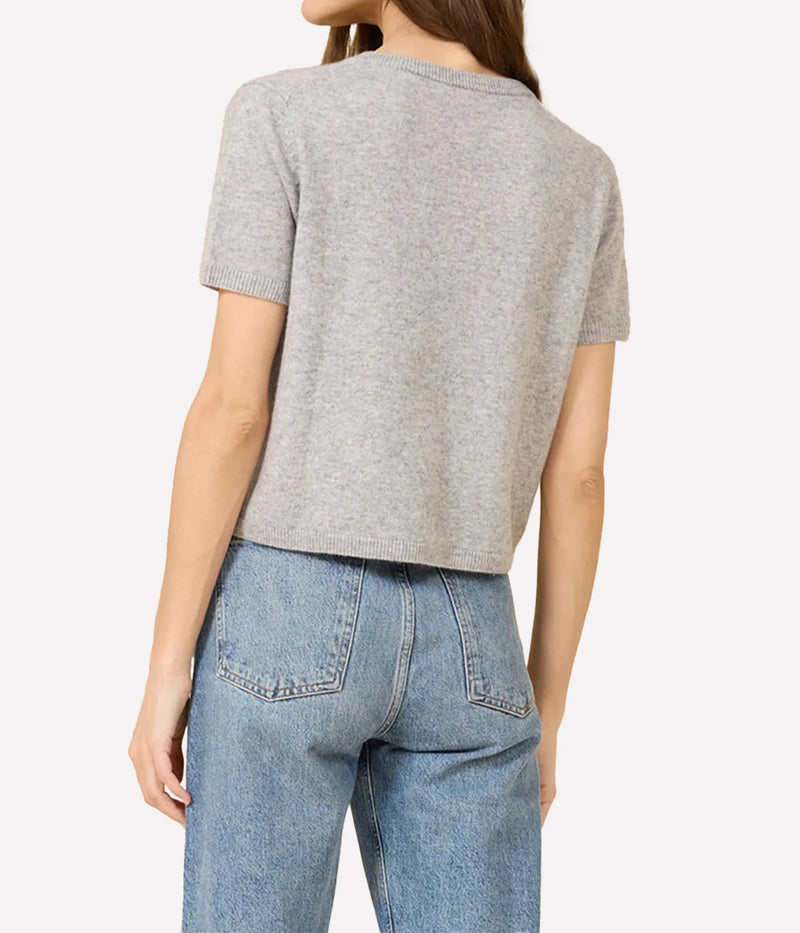 Kadri Cashmere Vneck Tee In Heather Grey