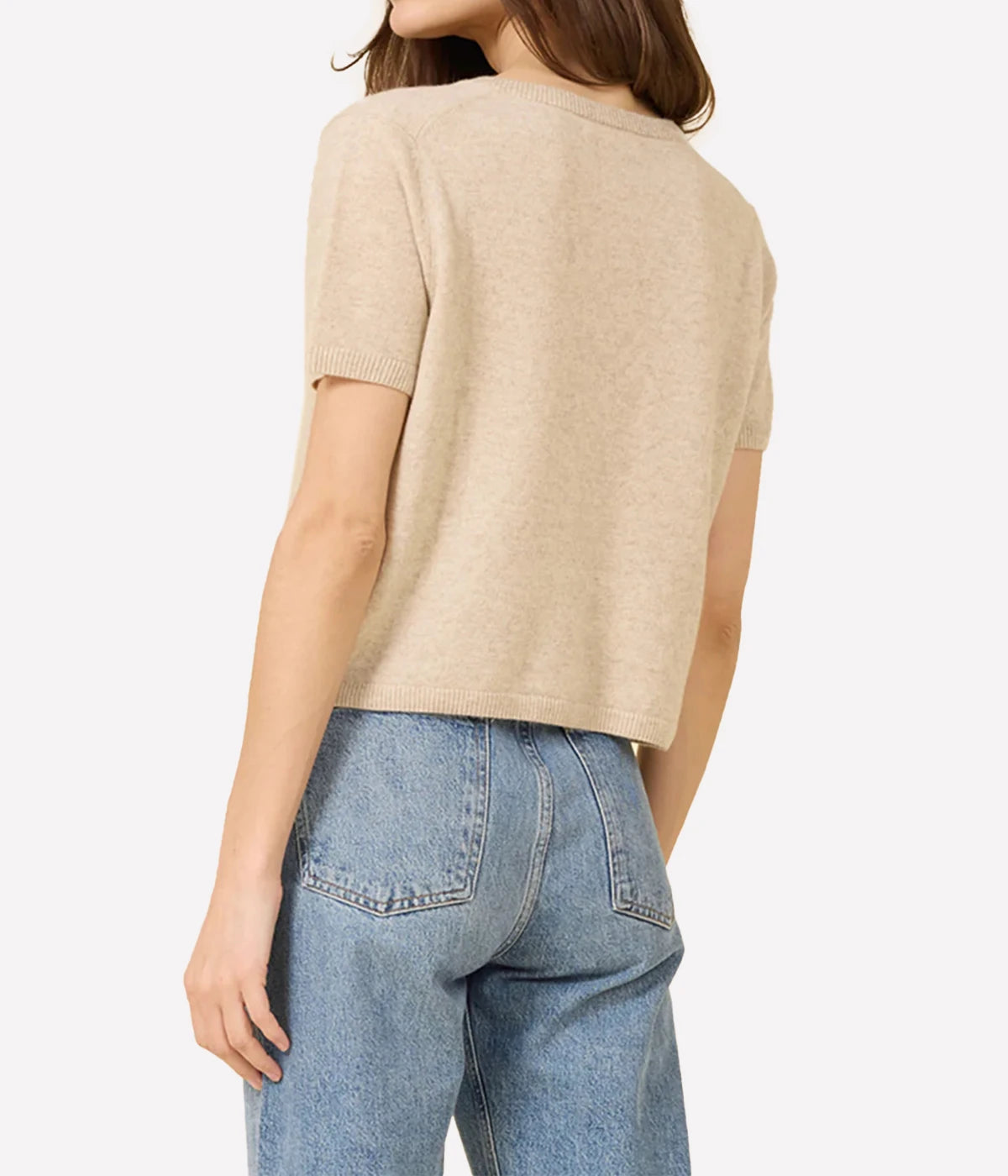 Kadri Cashmere Vneck Tee In Oatmeal