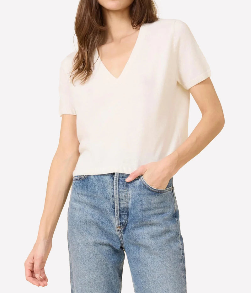 Kadri Cashmere Vneck Tee In Ivory