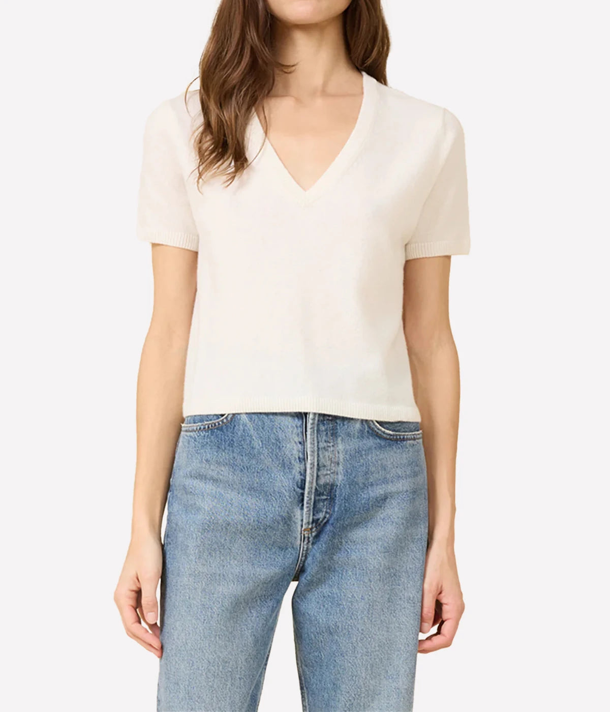 Kadri Cashmere Vneck Tee In Ivory