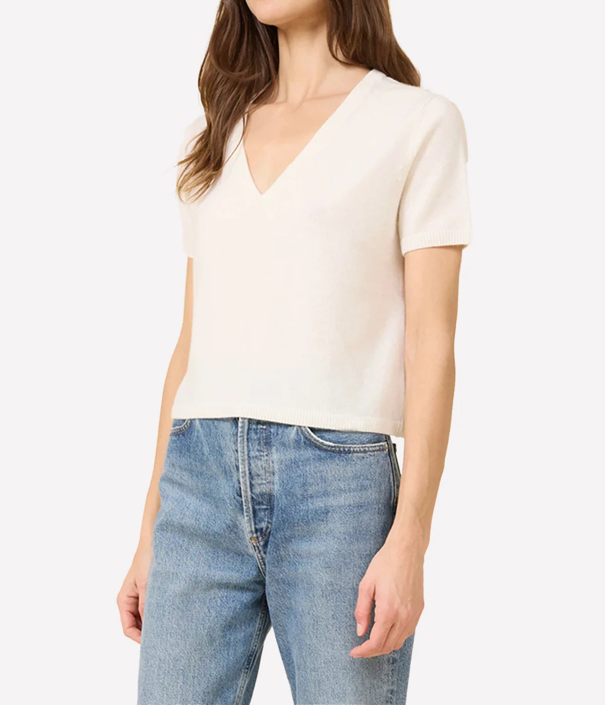 Kadri Cashmere Vneck Tee In Ivory