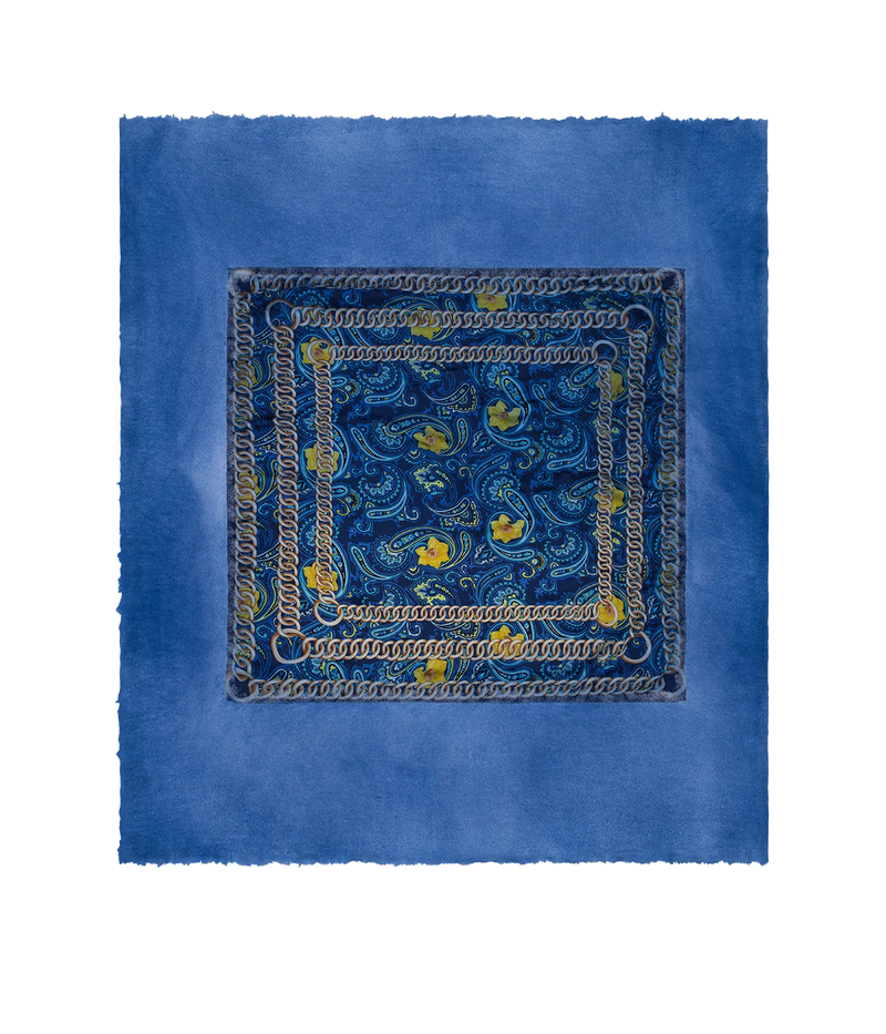 One Of A Kind Foulard Scarf In Genziana