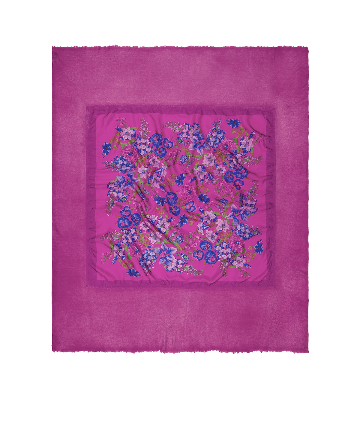 One Of A Kind Foulard Scarf In Pink Blue Floral