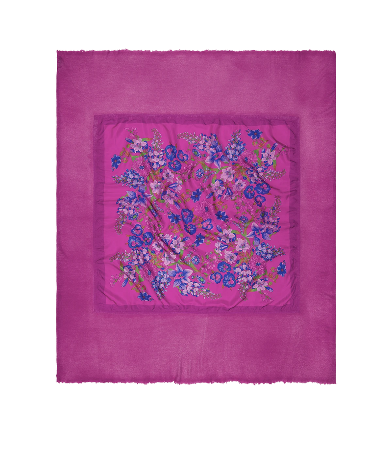 One Of A Kind Foulard Scarf In Pink Blue Floral
