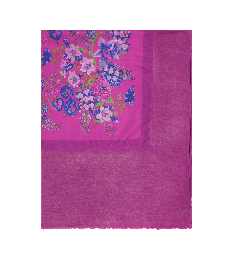One Of A Kind Foulard Scarf In Pink Blue Floral