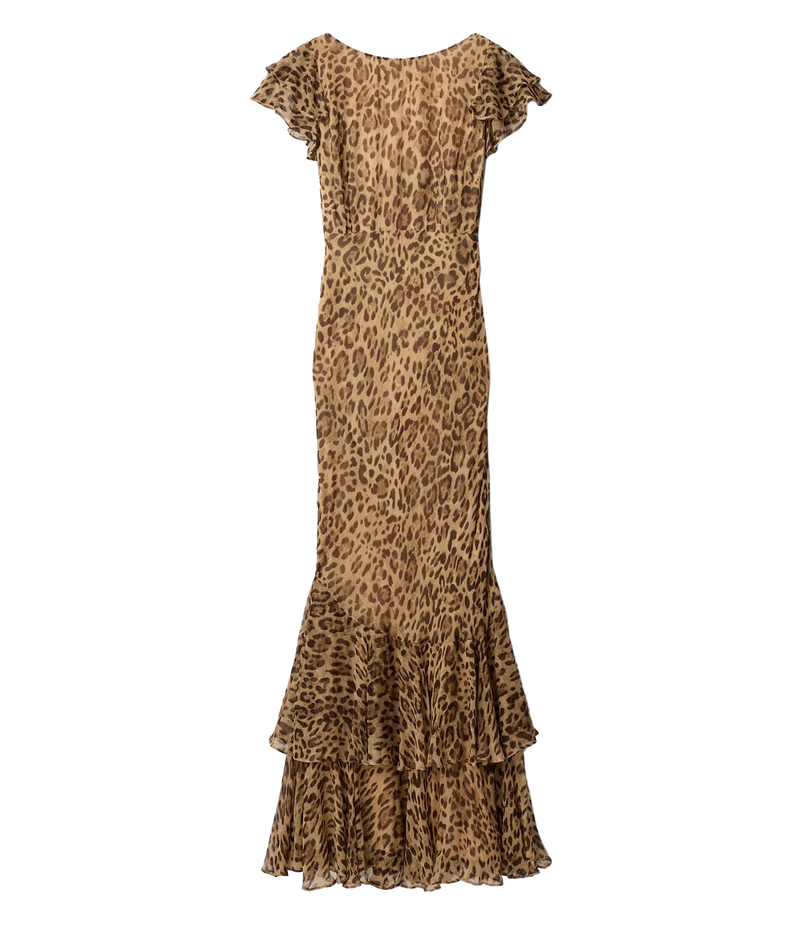 Ordinia Dress in Leopard Brown