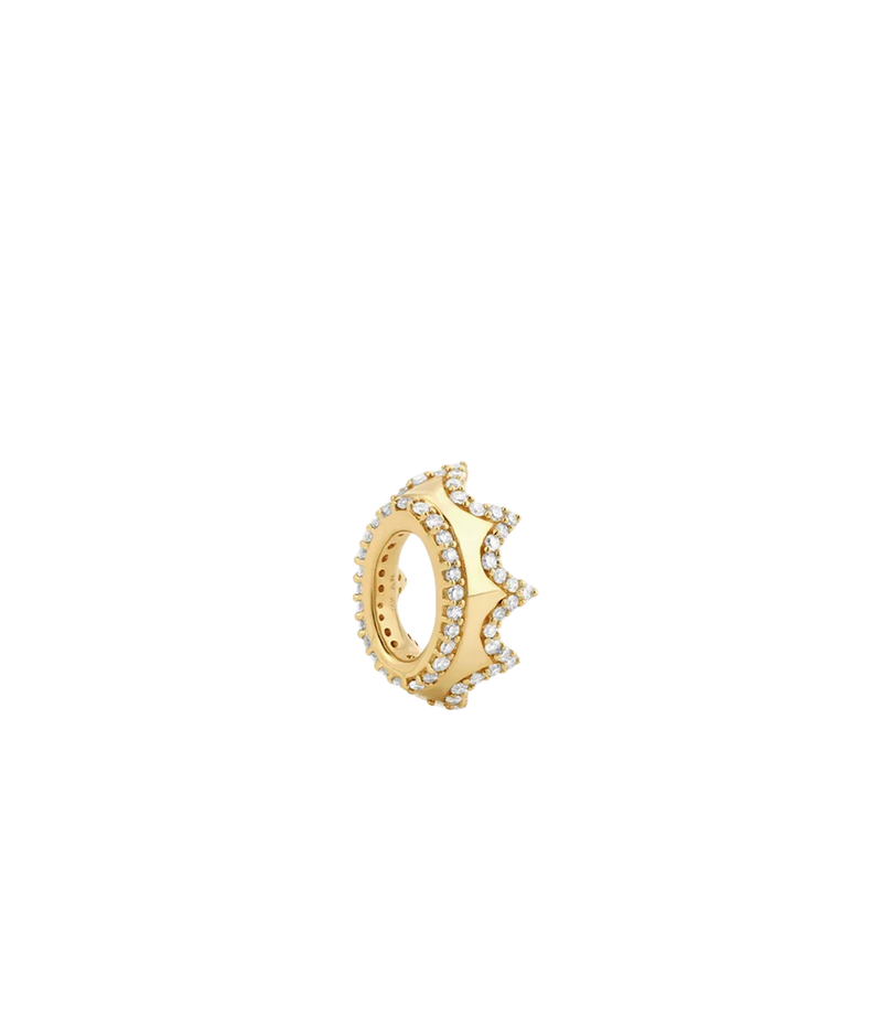 Adina Reyter Pavé Crown Big Bead in 14K Yellow Gold shown from above, revealing its rounded crown shape and open centre