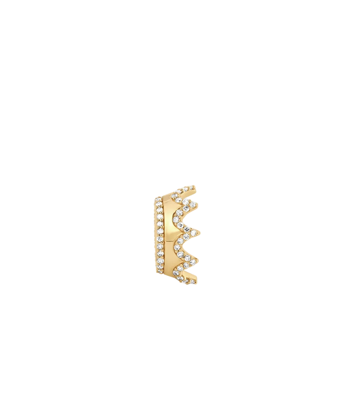 Adina Reyter Pavé Crown Big Bead in 14K Yellow Gold shown from the side, with pavé diamonds along its crown points