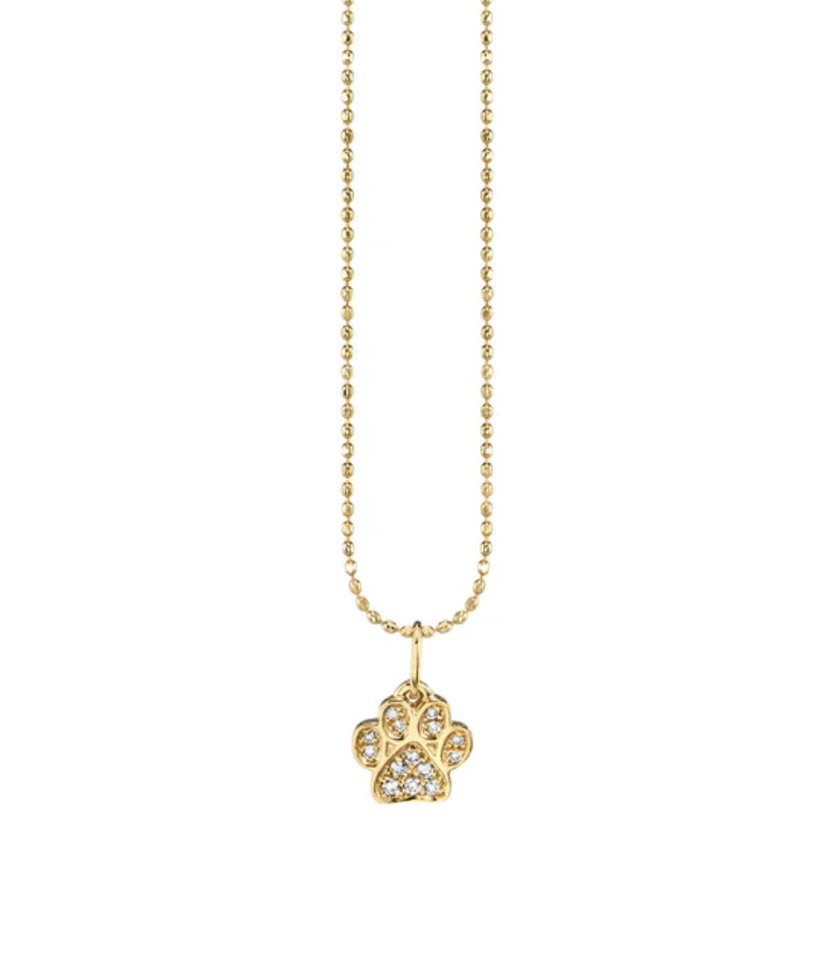 Small Paw Charm Necklace in 14k Yellow Gold