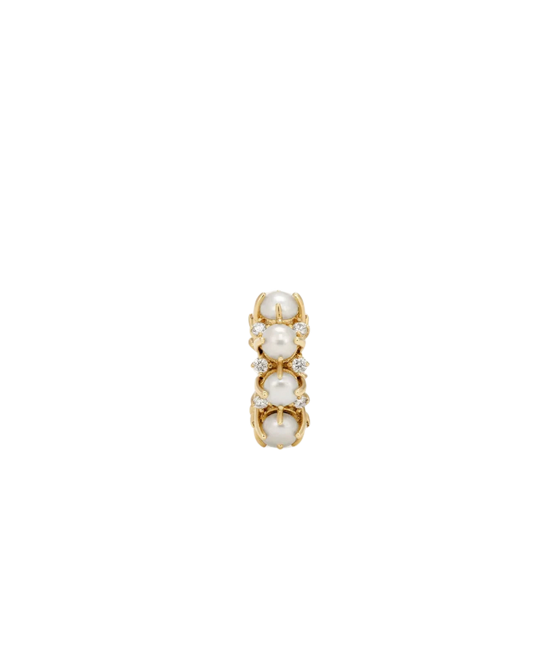 Adina Reyter Pearl & Diamond Rounds Big Bead in 14K Yellow Gold shown upright, with round pearls and diamonds alternating in a gold setting