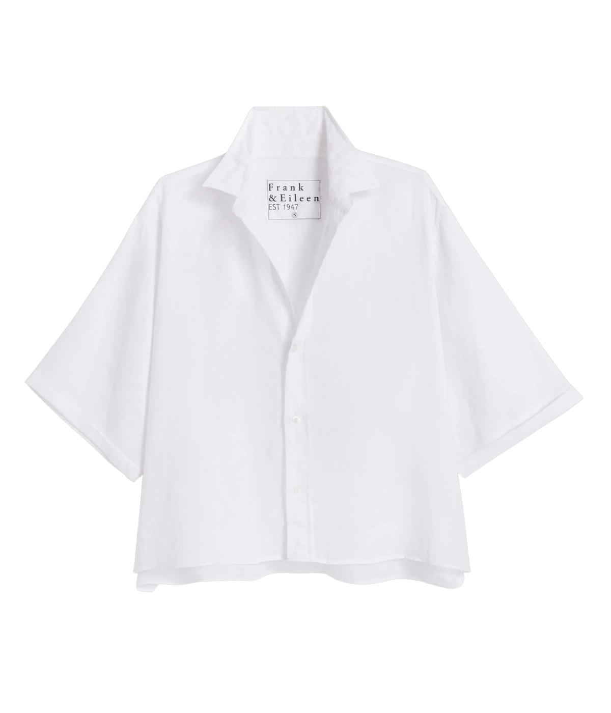 Rosie Short Sleeve Shirt in White Performance Linen