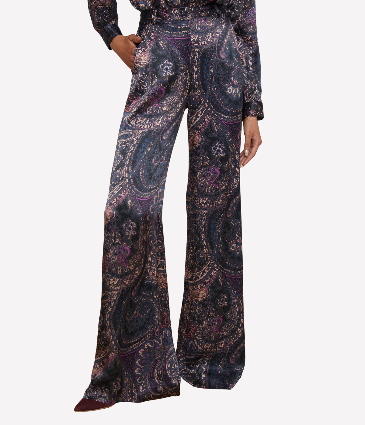 *FINAL SALE* Pilar Wide Leg Pant in Plum Multi Boute Paisley