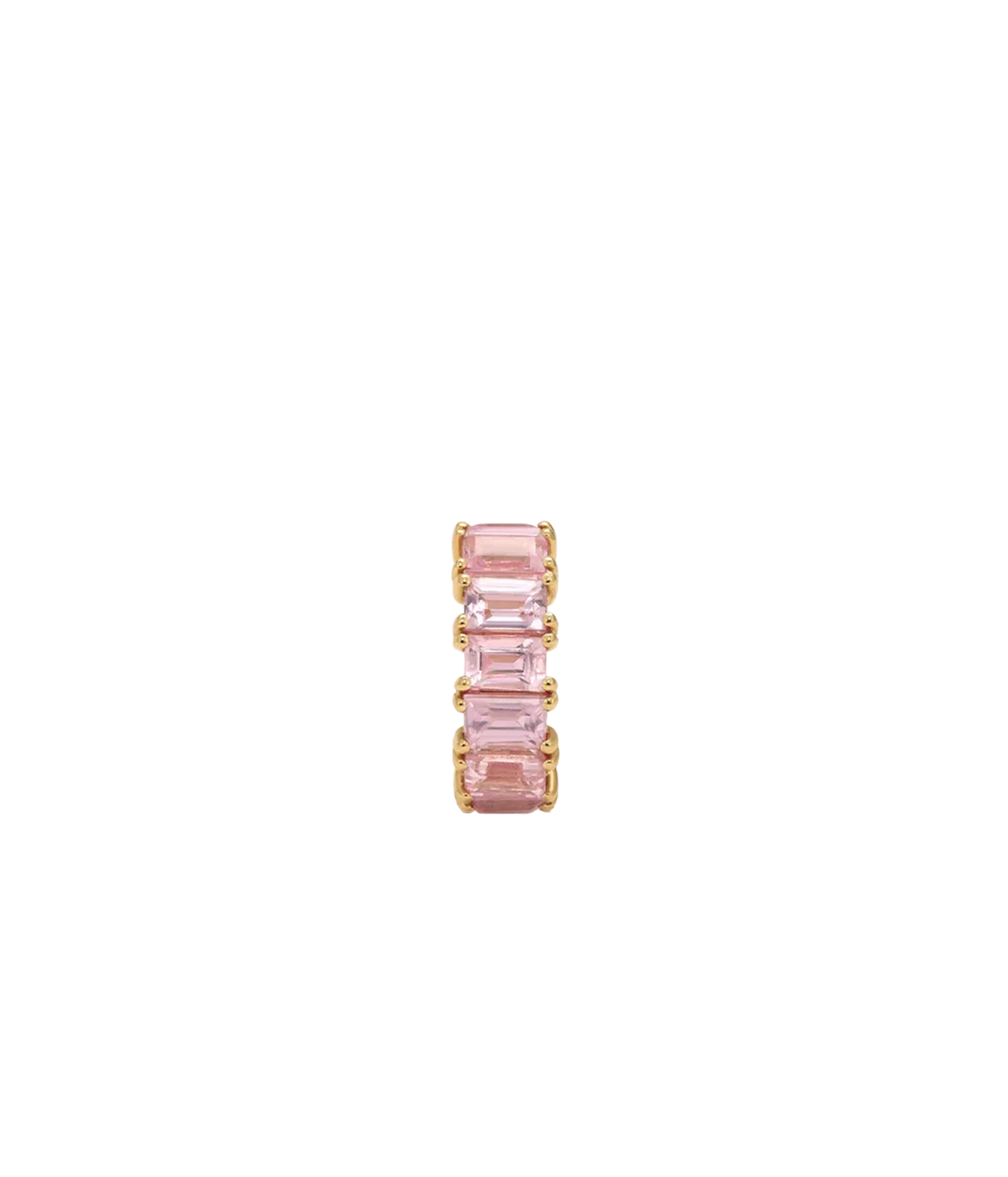 Adina Reyter Pink Sapphire Baguette Big Bead in 14K Yellow Gold shown upright, with a column of soft pink baguette-cut sapphires set in a gold frame
