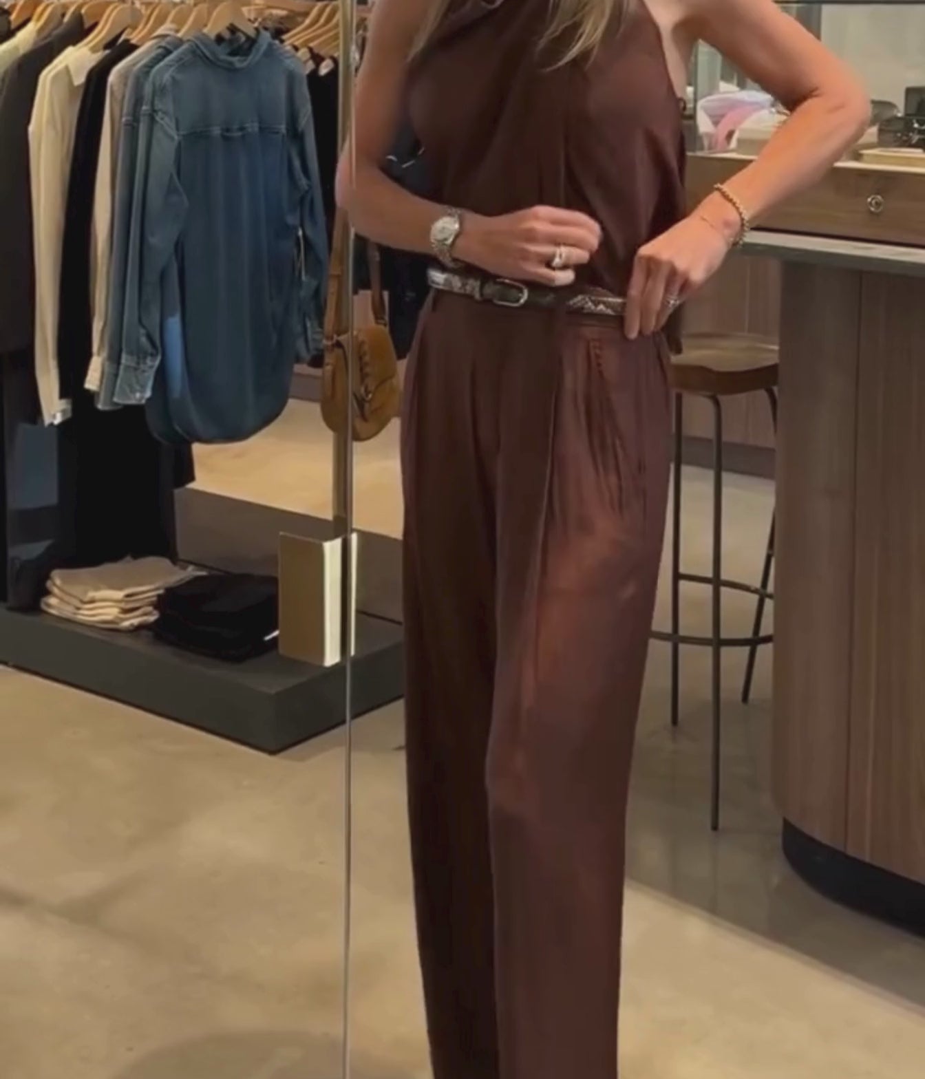 Ada Halter Top in Brunette Brown - Winn Pant in Brunette