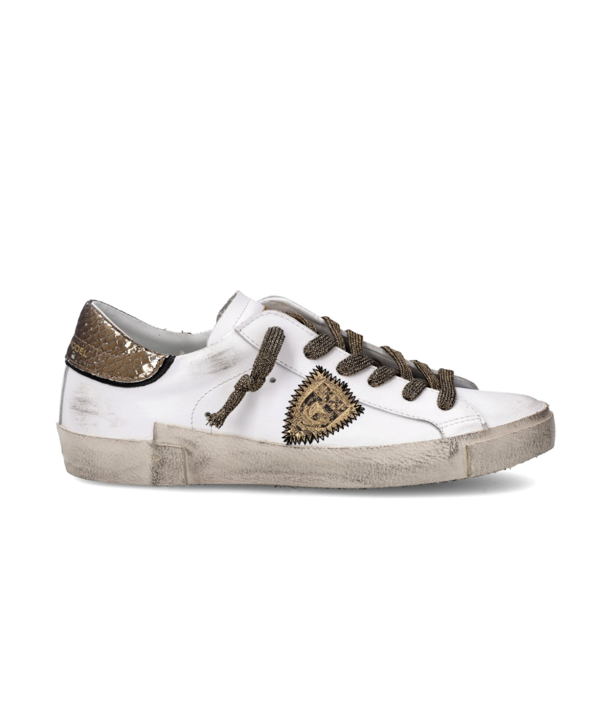 PRSX Low Woman in Veau Metal Python Blanc Bronze