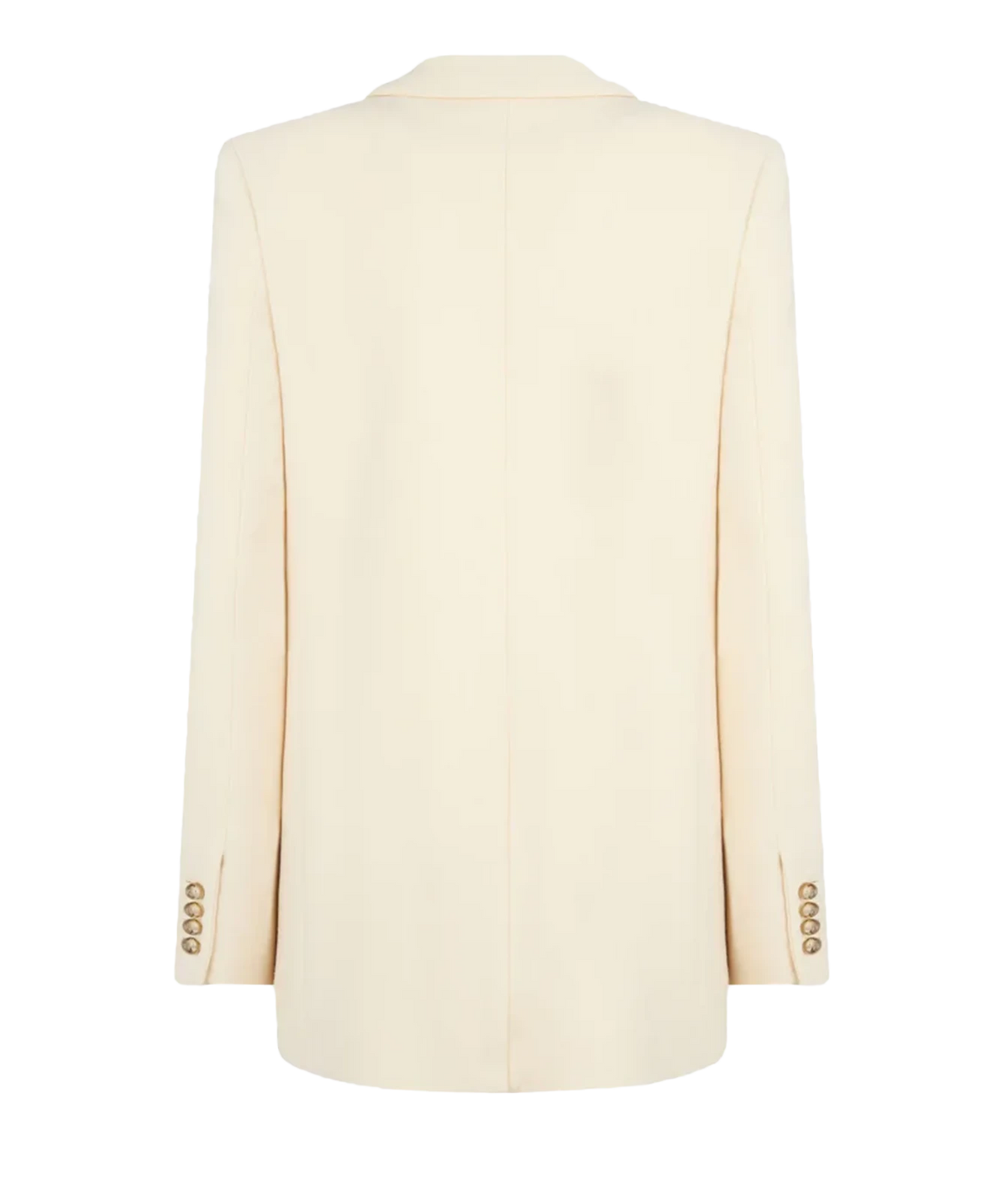 Back product view of the BLAZÉ Milano Resolute Everyday Double-Breasted Blazer in Cream, showing the single back vent