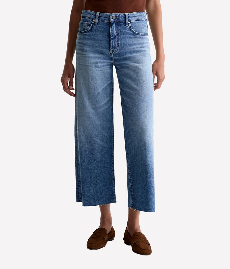 AG Jeans Saige Wide Leg Crop in 17 Years Duet, on model, front