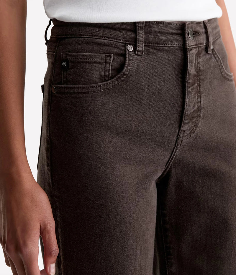 AG Jeans Saige Wide Leg Crop in Sulfur Burnt Umber, close-up of front pocket