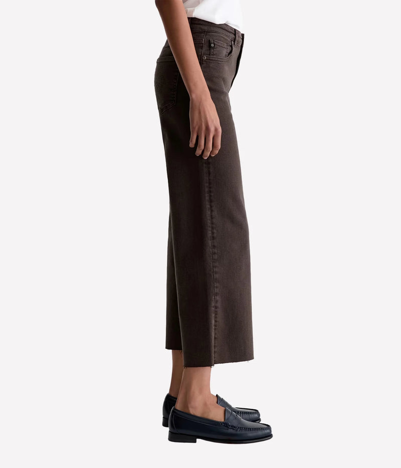 AG Jeans Saige Wide Leg Crop in Sulfur Burnt Umber, on model, side view