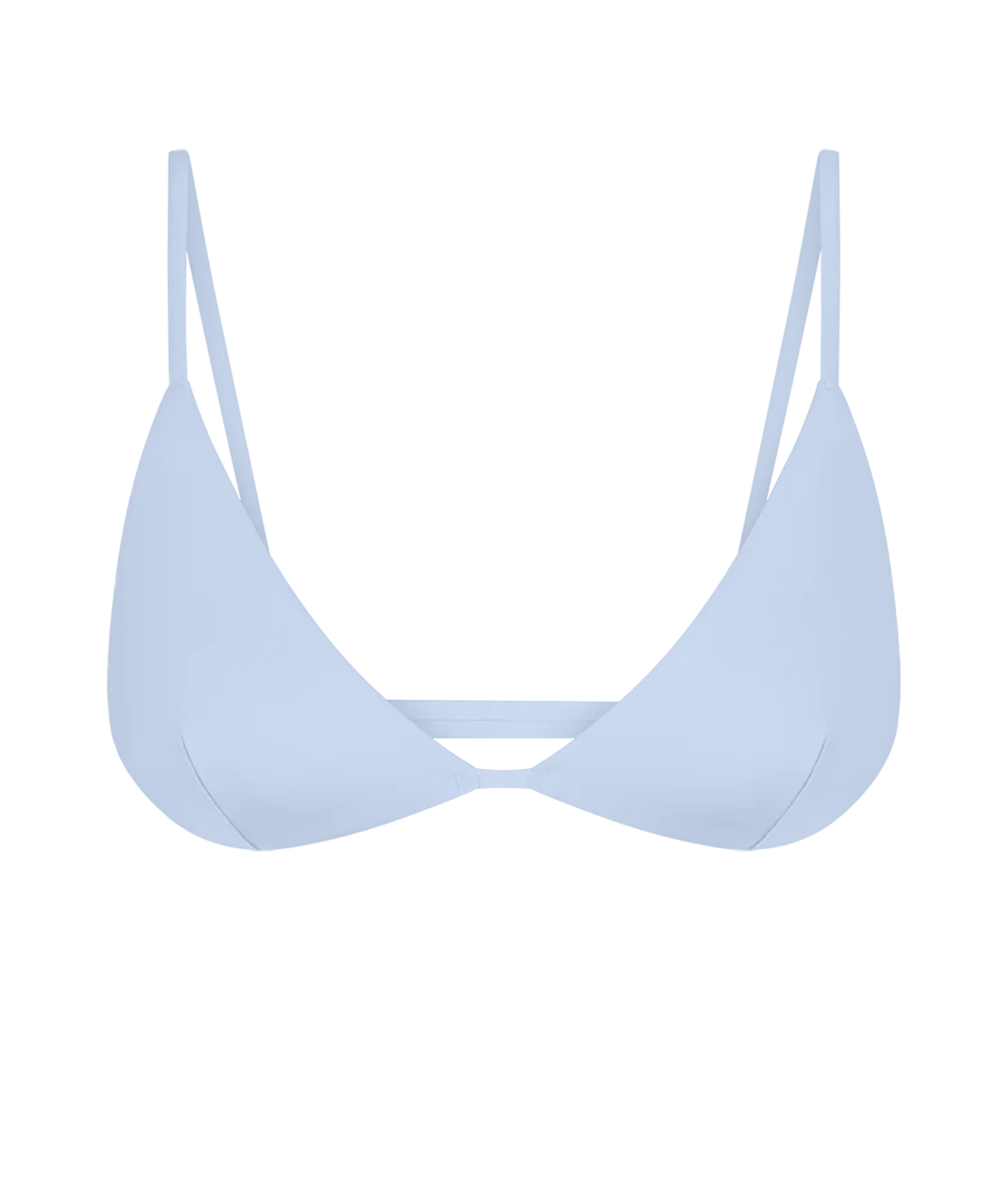 A light blue triangle bikini top with thin shoulder straps - Sandy Top In Blue Skies