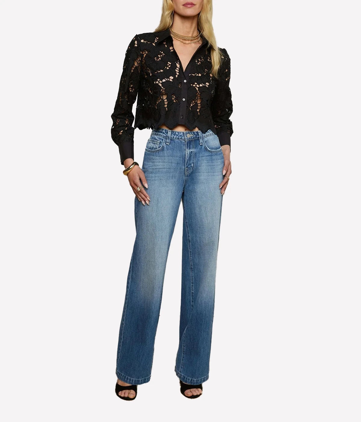 Seychelle Cropped Button Down in BLACK