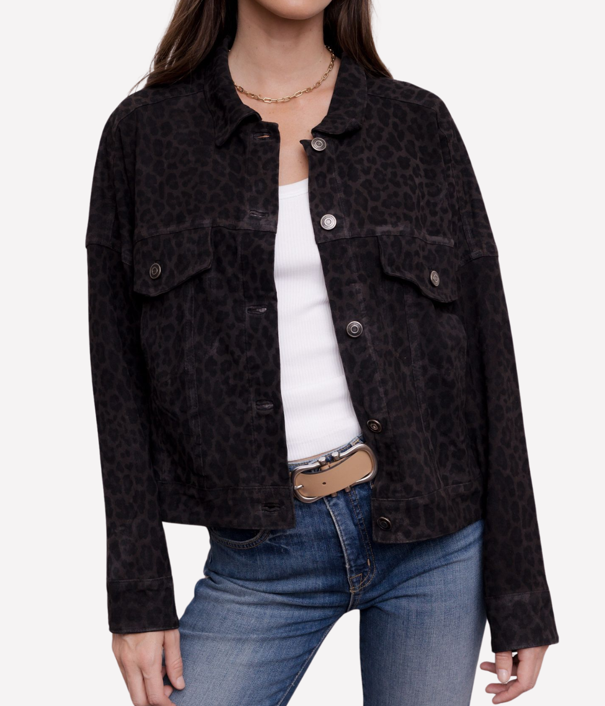 Womens Leather Jacket in Slate