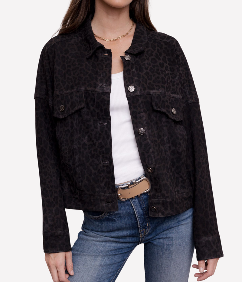 Womens Leather Jacket in Slate