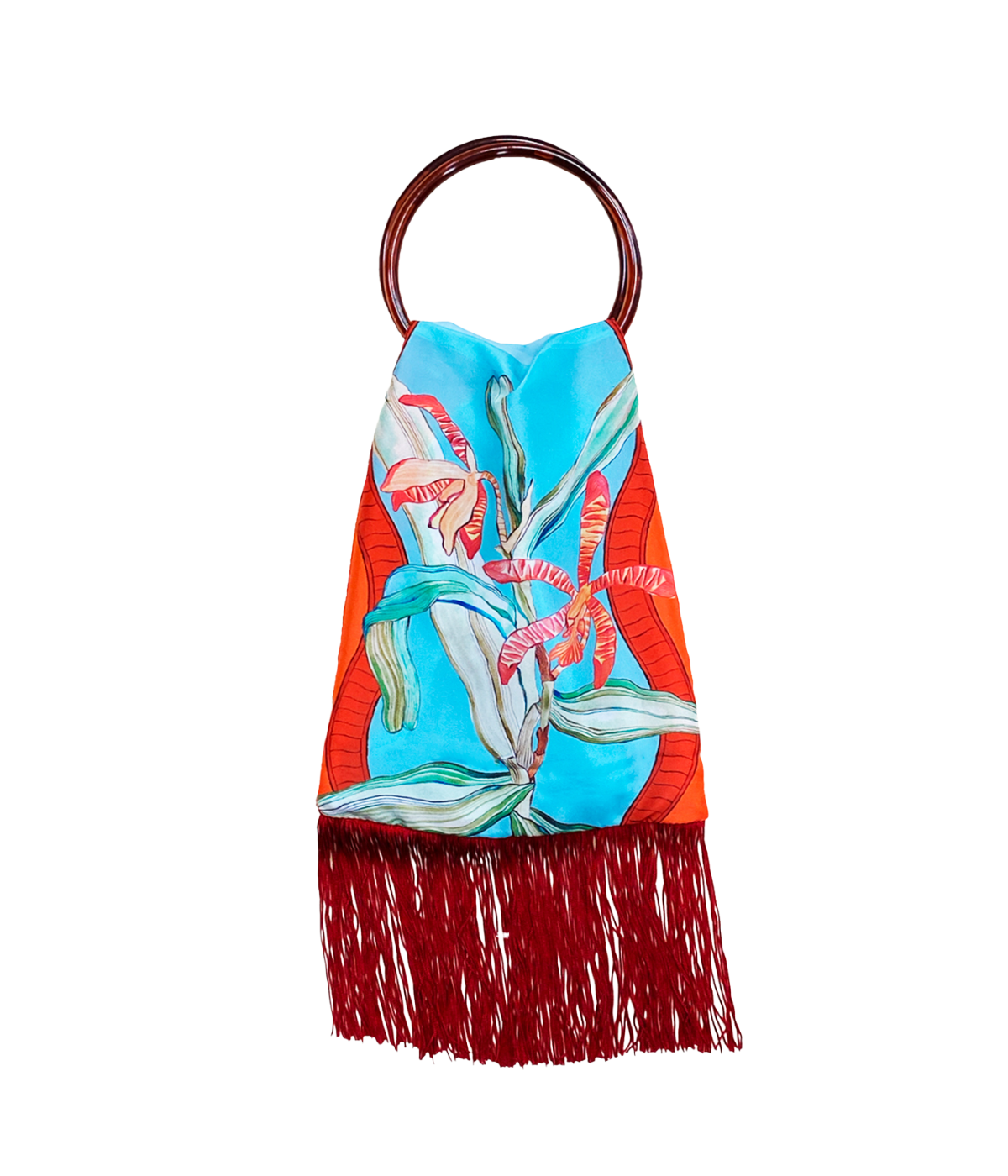 Silk Fringe Bag Small in Ciel