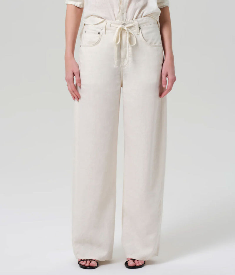 Brynn Drawstring Linen Trouser In Vanilla