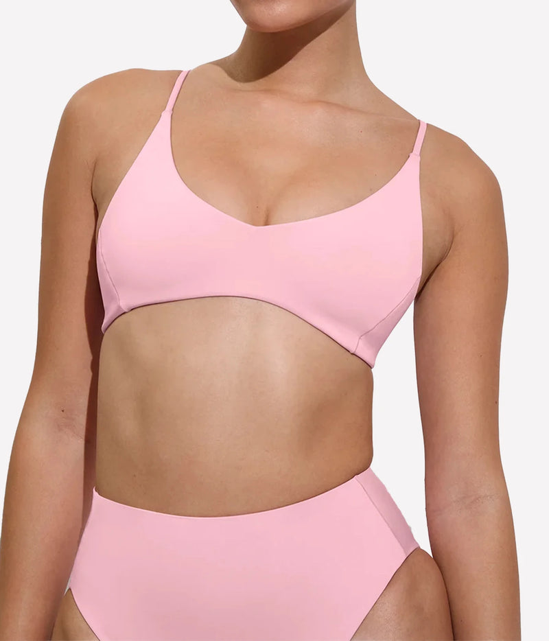 Bikini set shown on a female model from the front, Sunday Top In Delight Left on Friday