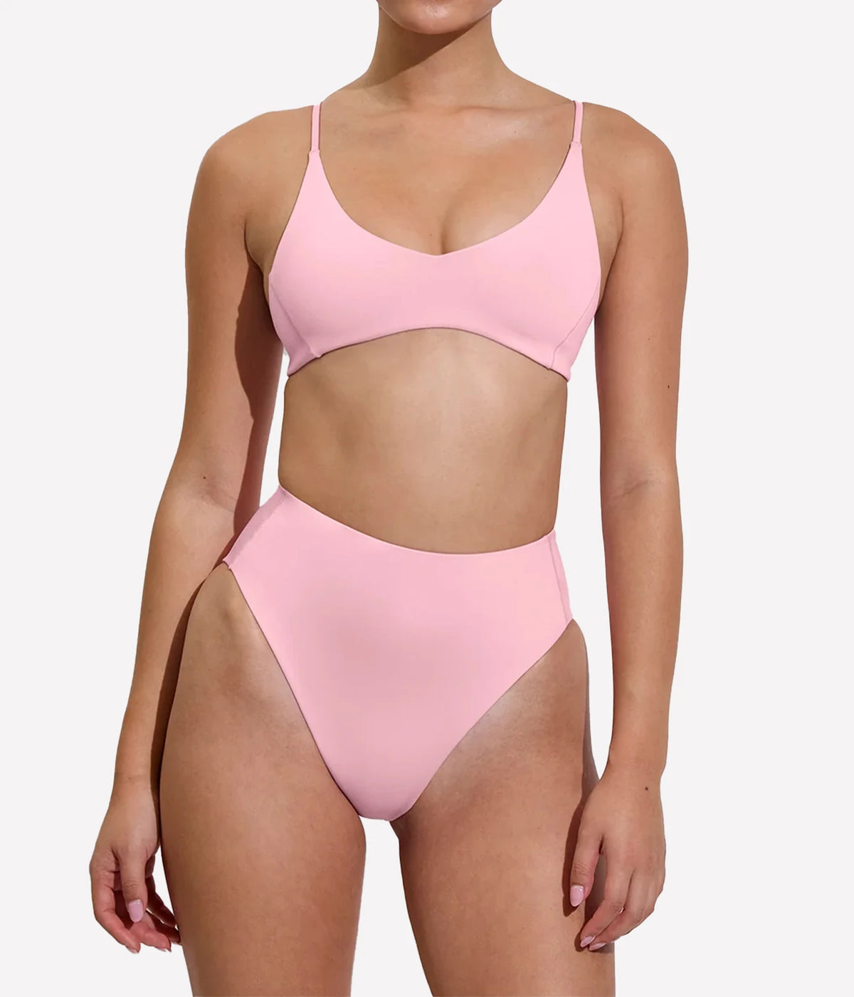 Bikini set shown on a female model from the front, Sunday Top In Delight Left on Friday