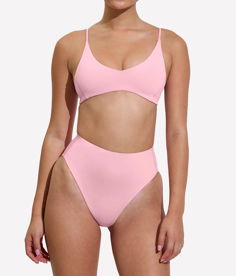 Bikini set shown on a female model from the front, Sunday Top In Delight Left on Friday