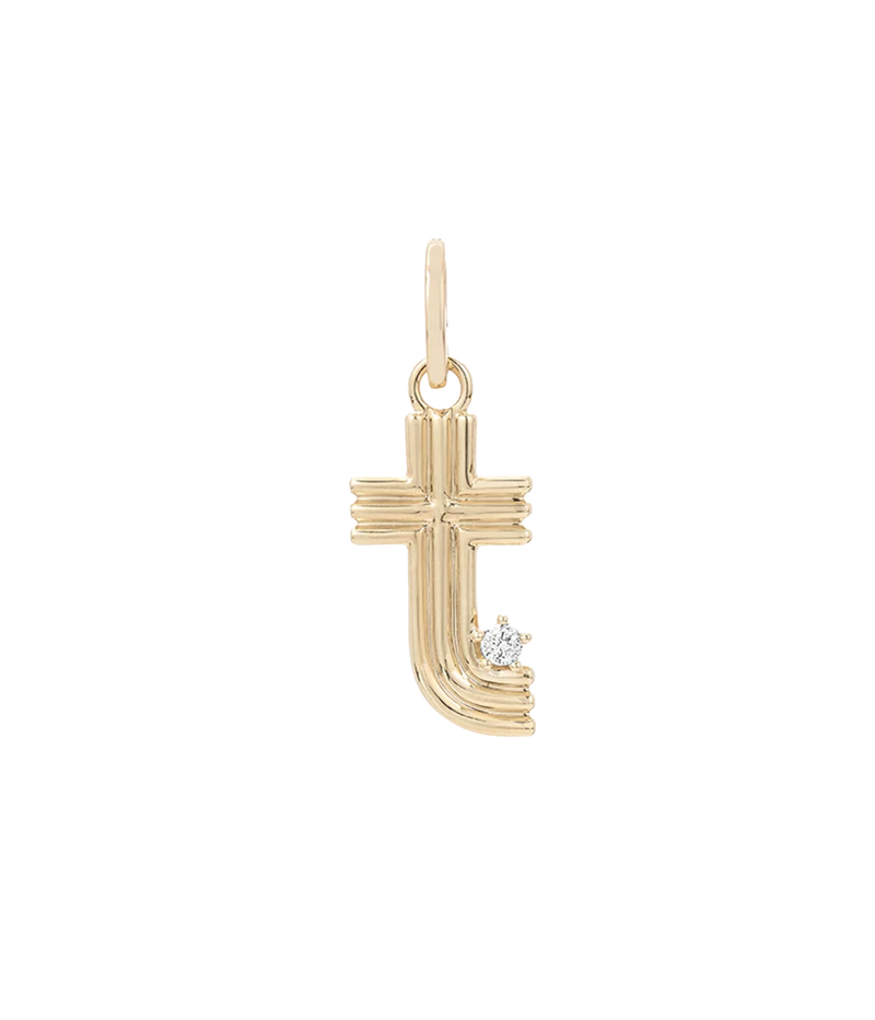 Groovy Diamond Initial Charm In 14K