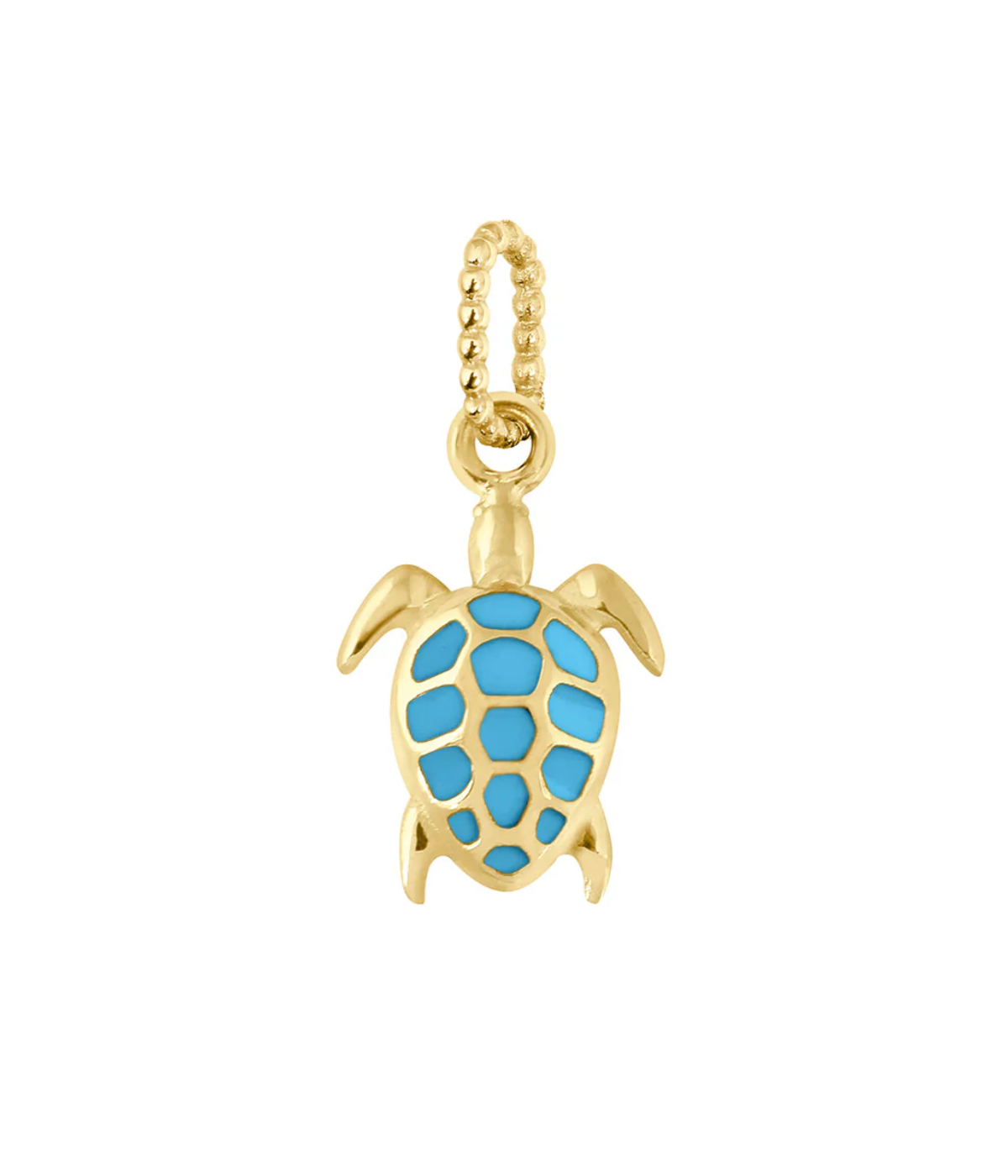 Resin Turtle Pendant Yellow Gold & Turquiose