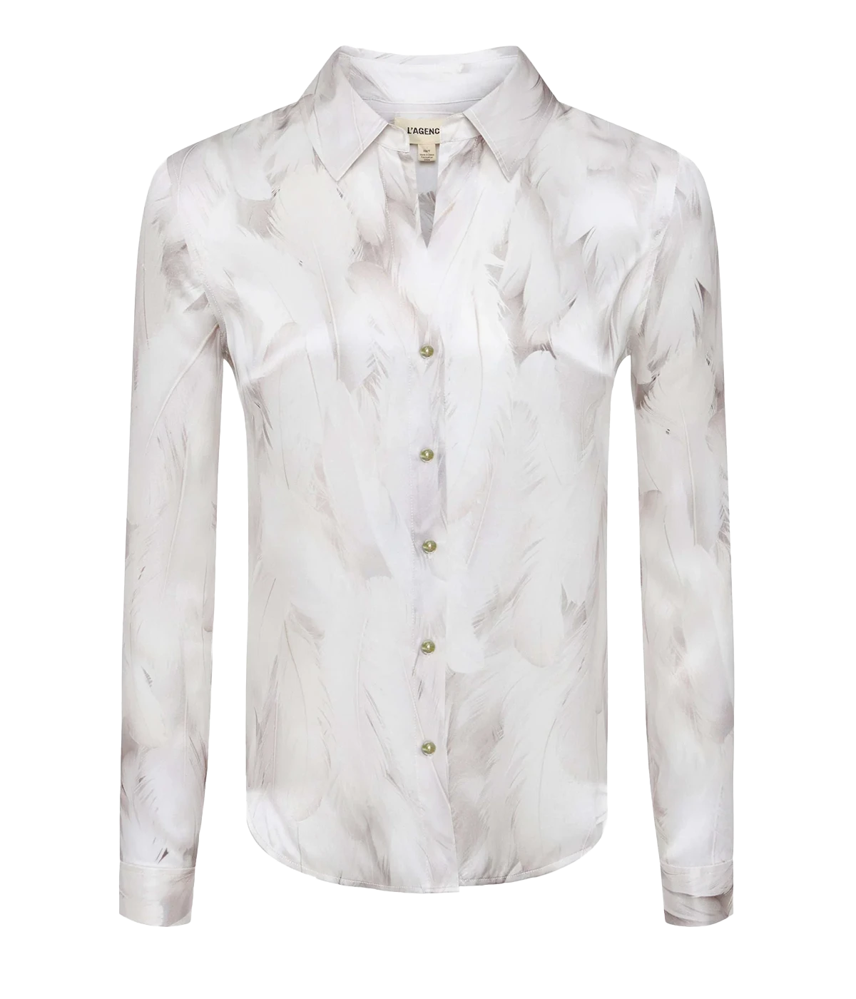 Tyler L/S Blouse in White Feather Print