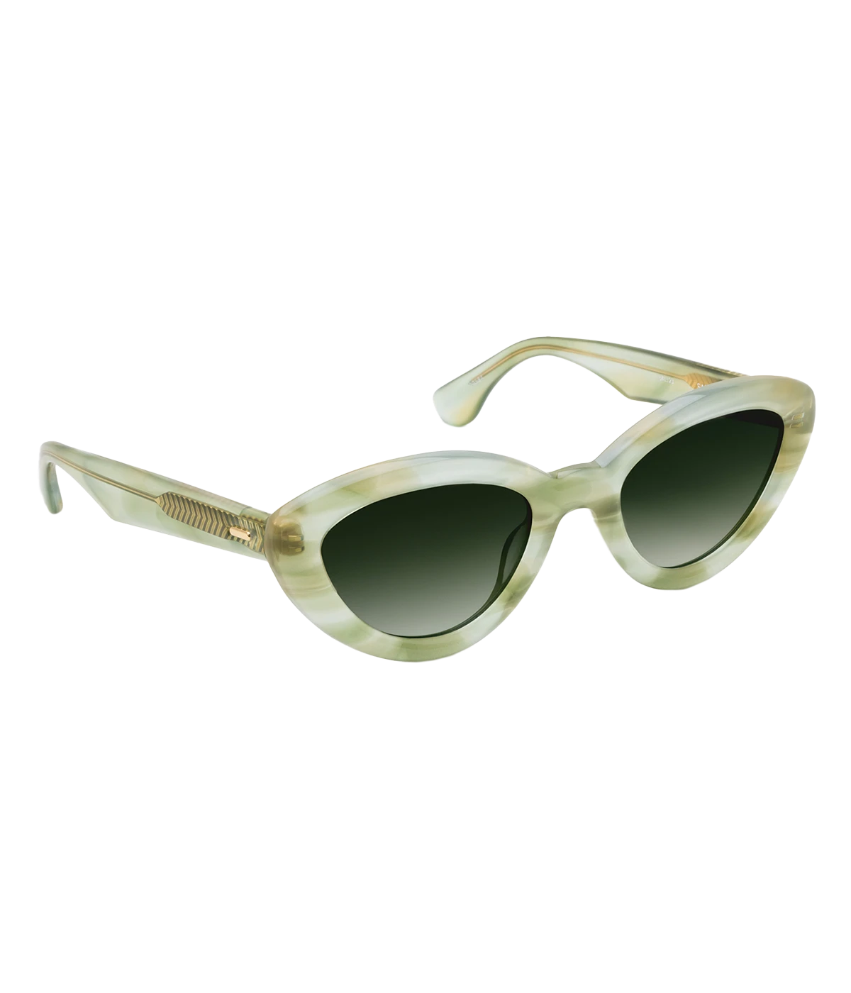 Chic cat-eye sunglasses with bubble frame construction and dark green gradient lenses, blending vintage elegance with modern design.