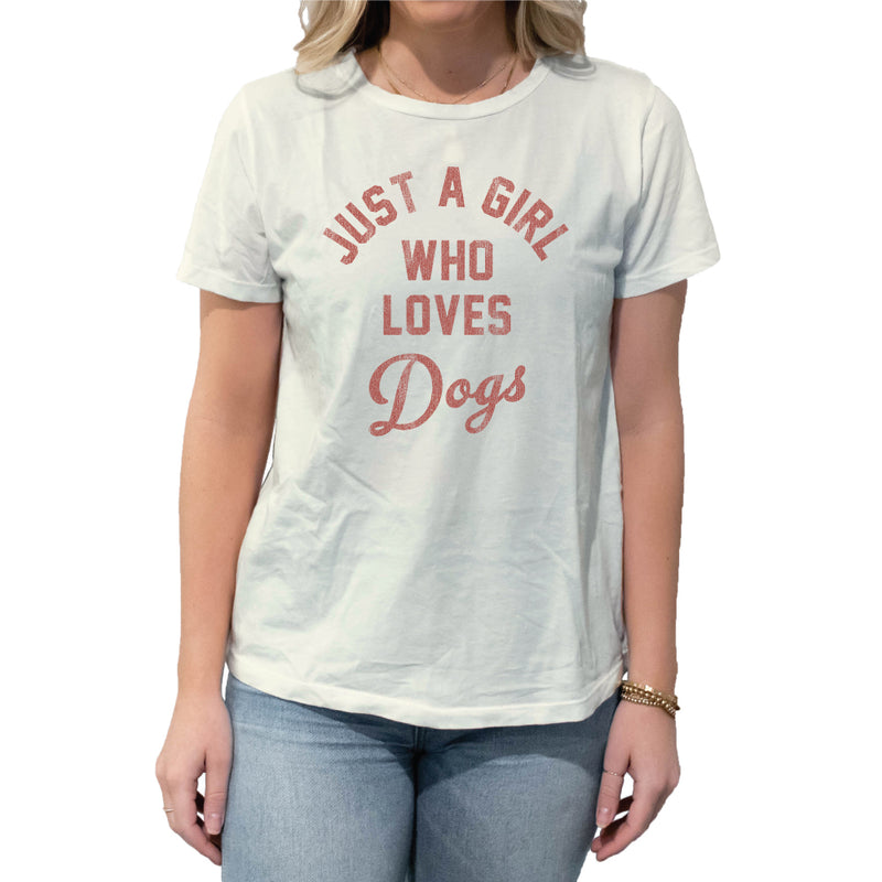 A girl who loves Dogs Tee in Vintage White