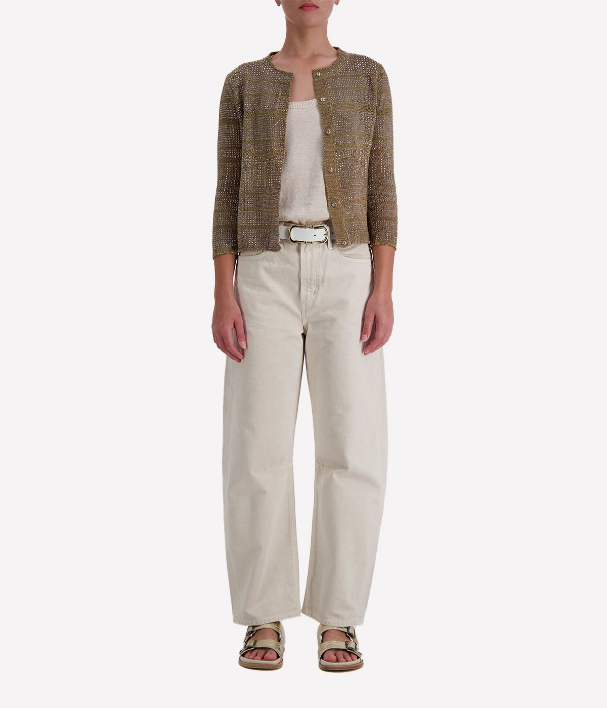 Woman Knitted Vest in Mushroom