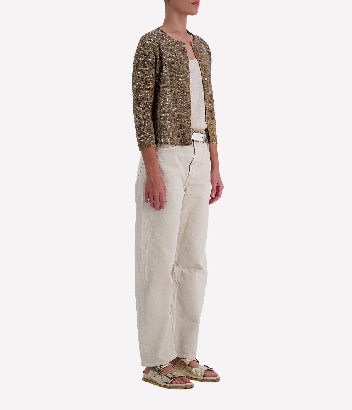 Woman Knitted Vest in Mushroom