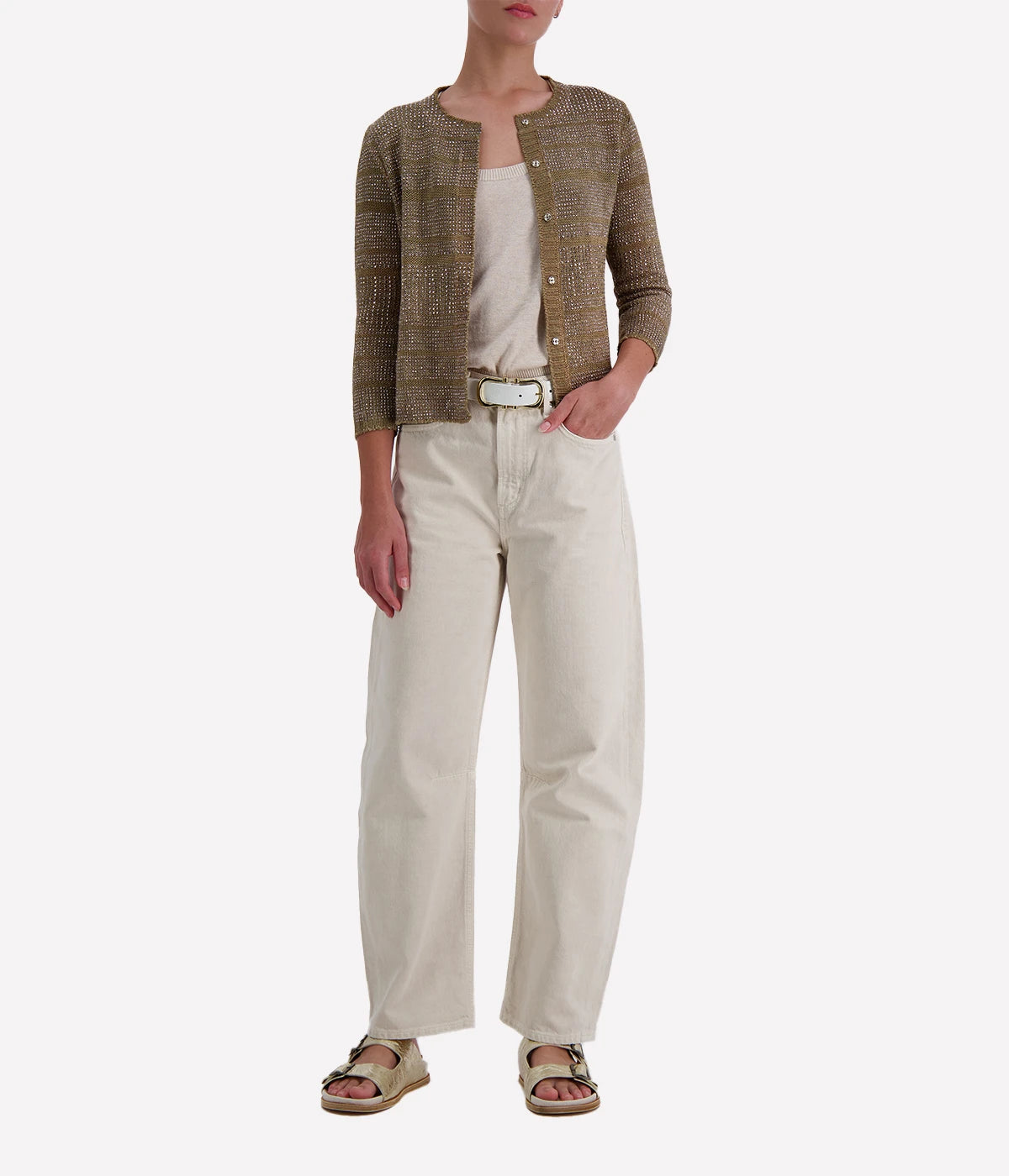 Woman Knitted Vest in Mushroom