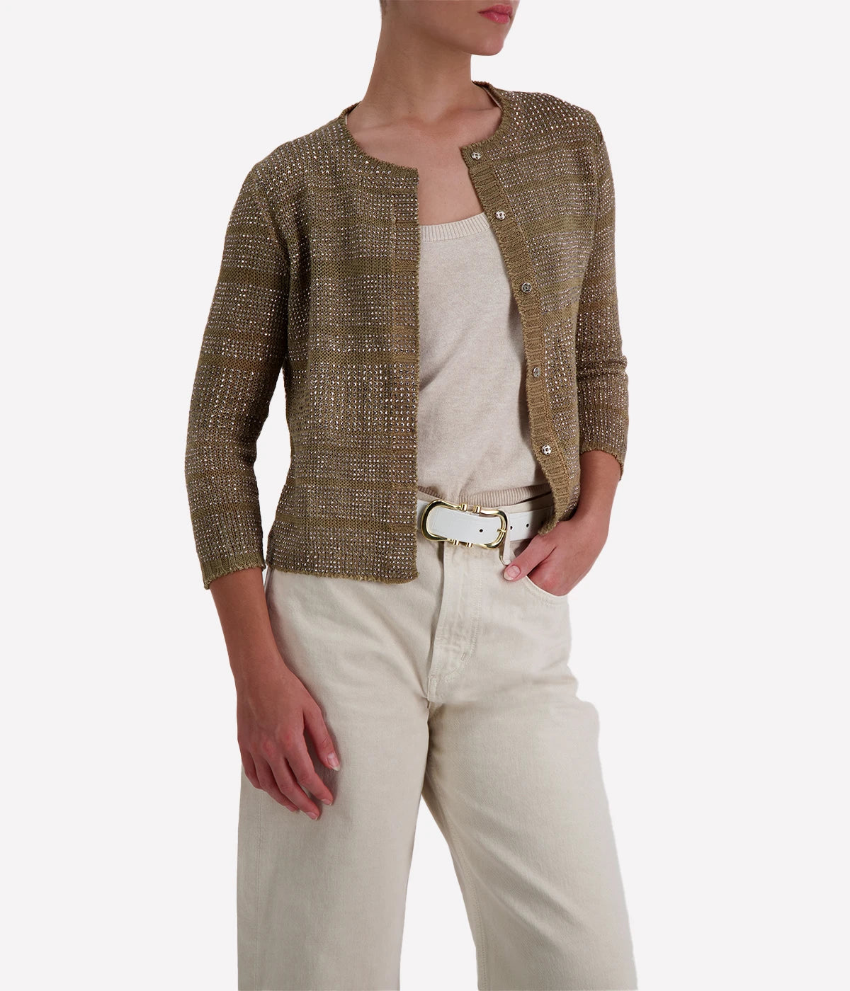 Woman Knitted Vest in Mushroom