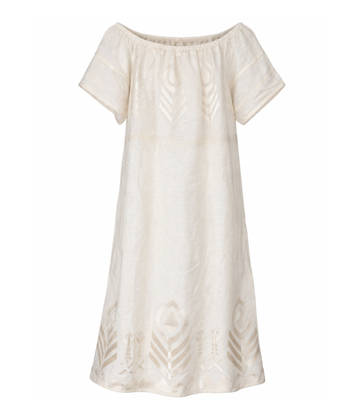 Dress Long Feather Strapless In Natural Champagne