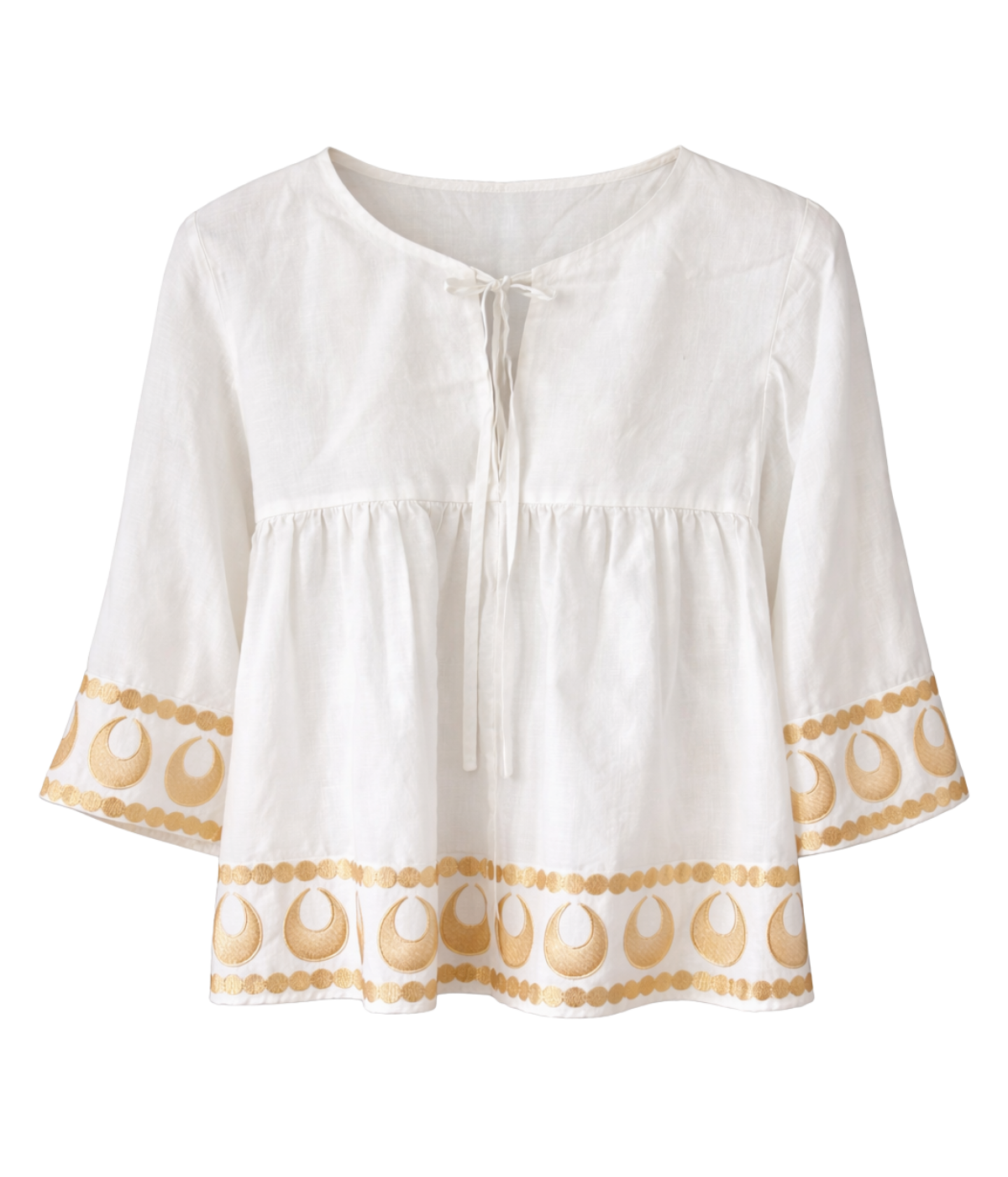 Blouse Selene Long Sleeve Bow Tie In White Gold