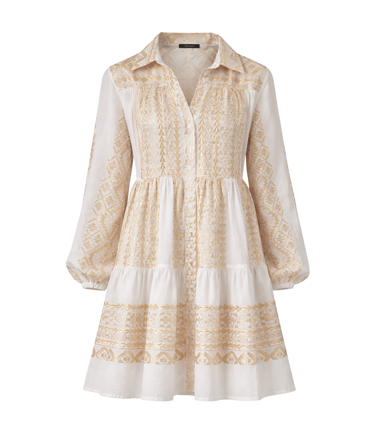 Short Classic Triangle Balloon Sleeve Shirt In White Gold